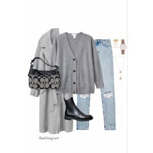 Oversized Vintage Merino Cardigan w/ Deep Pockets & Wine Buttons, Capsule Staple